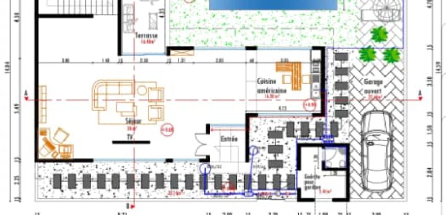 Warang – Villa contemporaine de 3 chambres en R+1 avec piscine en construction
